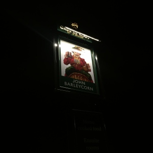 Sign for the Cambridgeshire pub the John Barleycorn in Duxford village